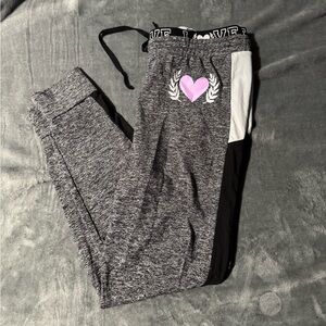Gray Joggers with Pink Heart